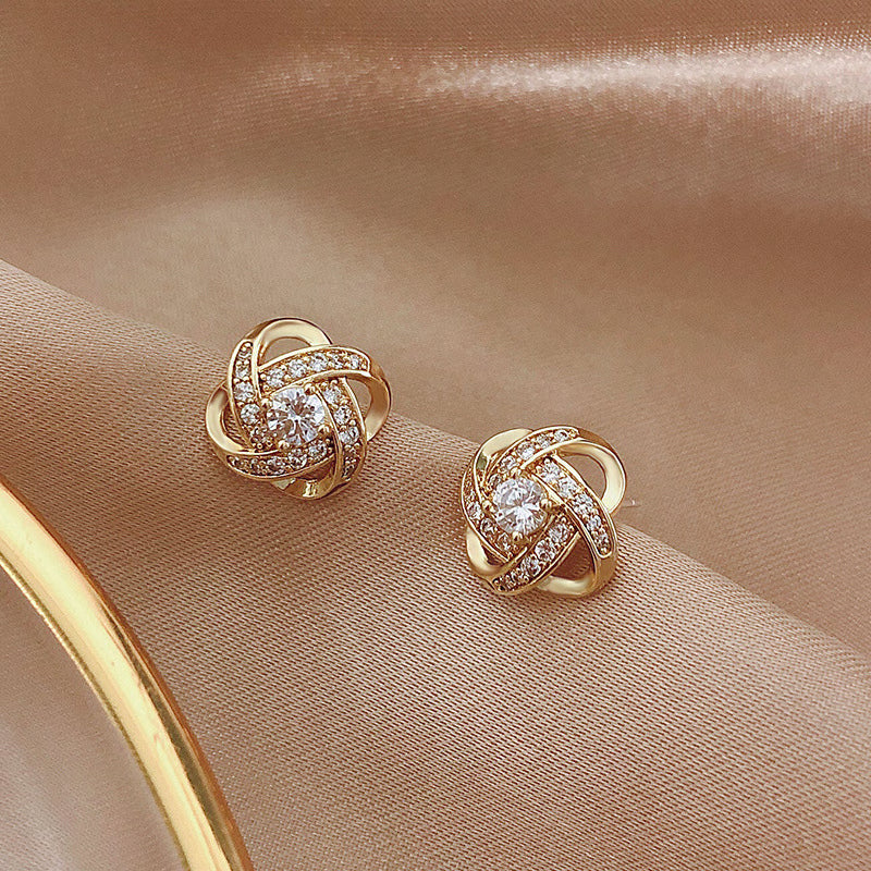 Interlocking Spiral Crystal Stud Earrings — main image