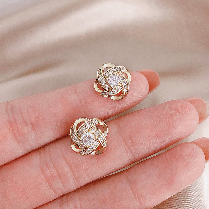 Interlocking Spiral Crystal Stud Earrings — view 4