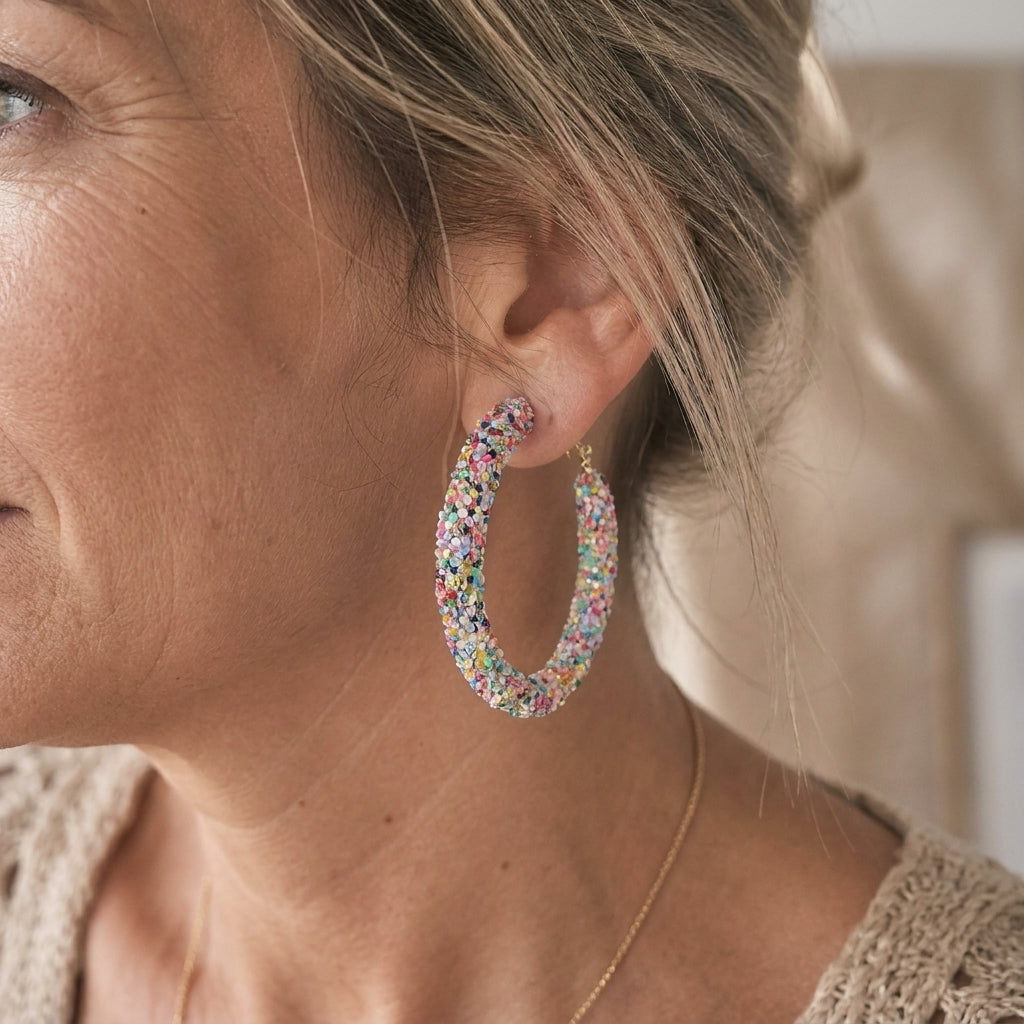 1 pair niche new multicolor sequined earrings premium feel fashion commute all match — lifestyle