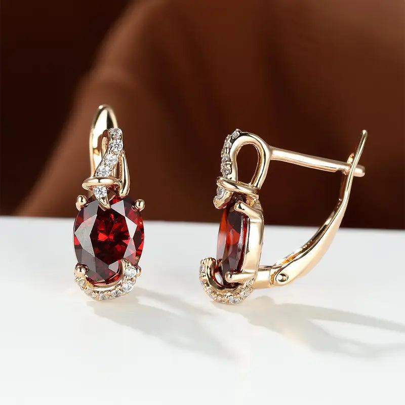 Oval Ruby Drop Earrings with Scrollwork Detail and Sparkling Accents — view 2