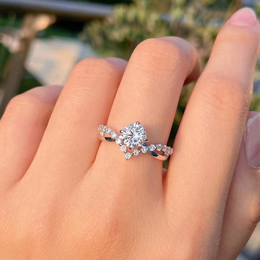Twisted Vine Cubic Zirconia Cocktail Ring with Black Stone Accents — view 2