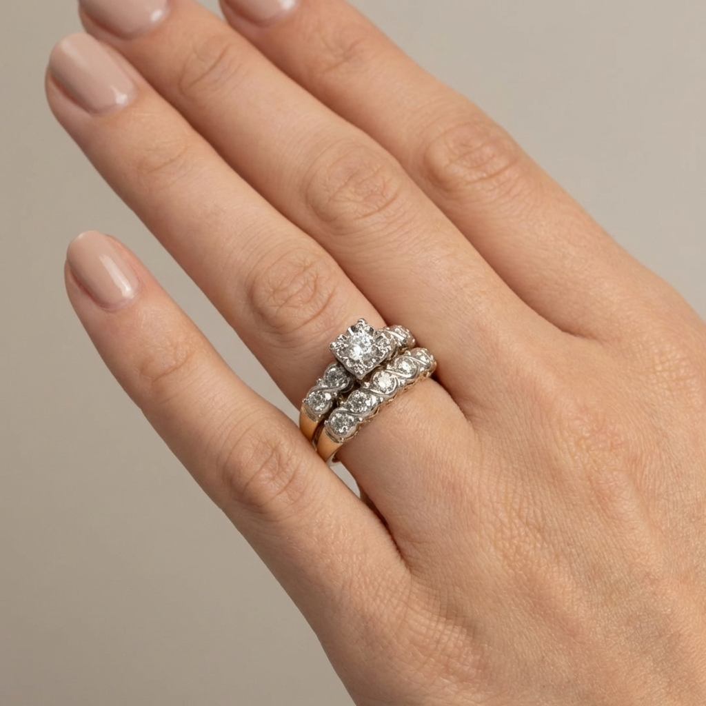 Round Zirconia Halo Ring with Floral Detail