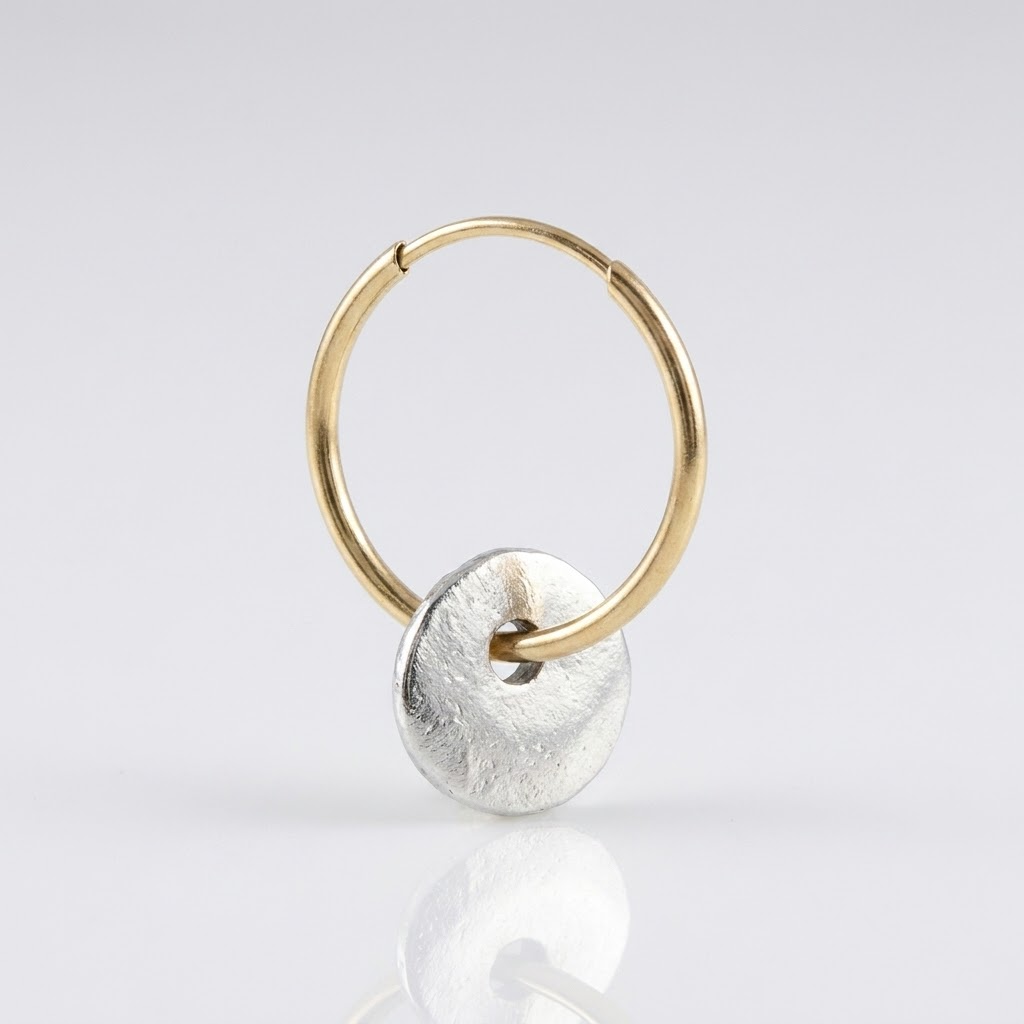 Round Disc Hoop Earrings in Two-Tone Gold and Silver Tone
