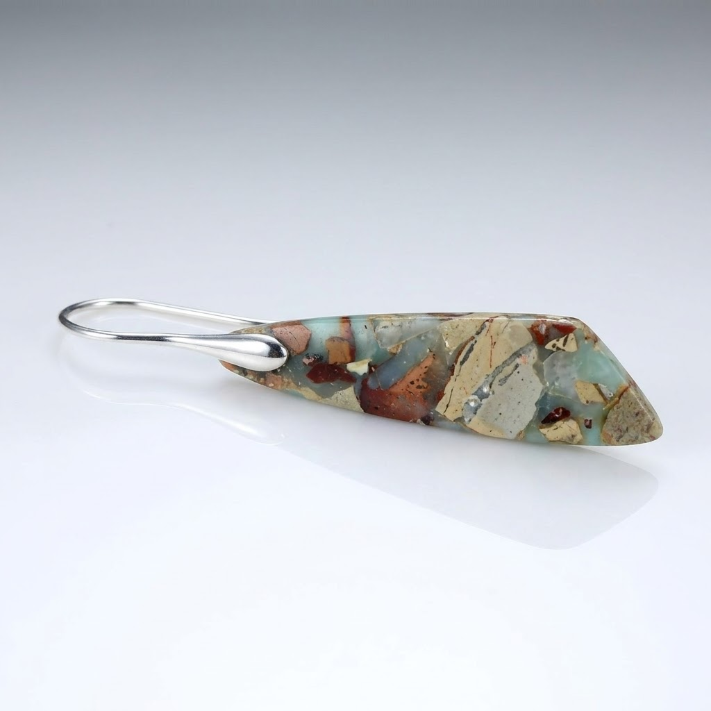 Teardrop Mosaic Stone Drop Earrings with Gold or Silver Tone Hook