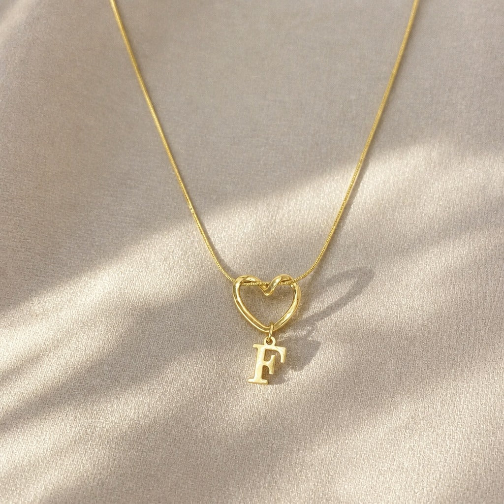 Heart Initial Pendant Necklace with Gold-Tone Chain — view 8