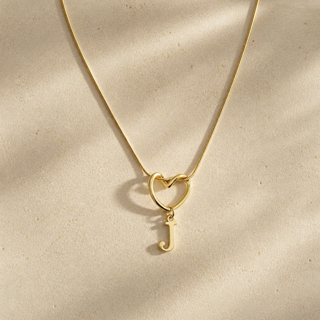 Heart Initial Pendant Necklace with Gold-Tone Chain — view 12