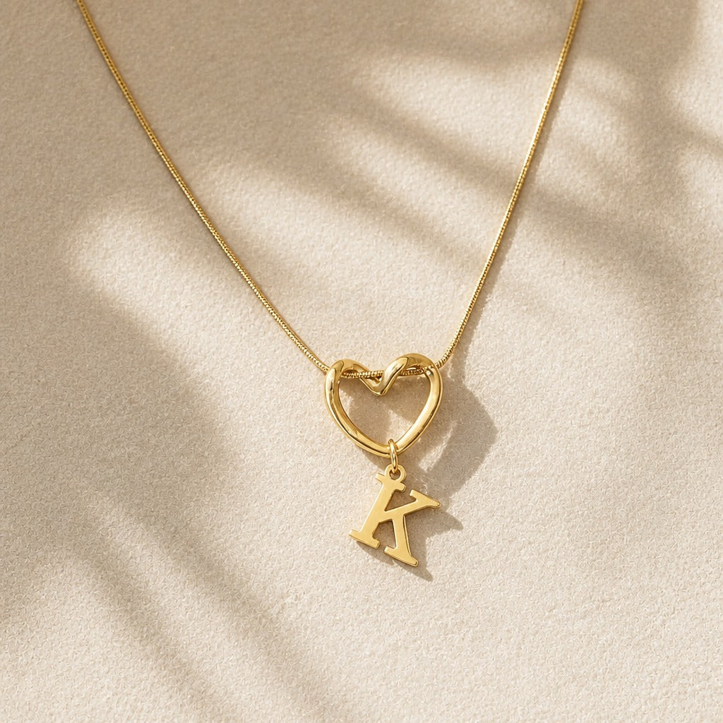 Heart Initial Pendant Necklace with Gold-Tone Chain — view 13