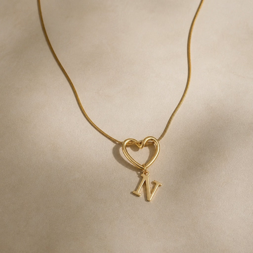 Heart Initial Pendant Necklace with Gold-Tone Chain — view 16