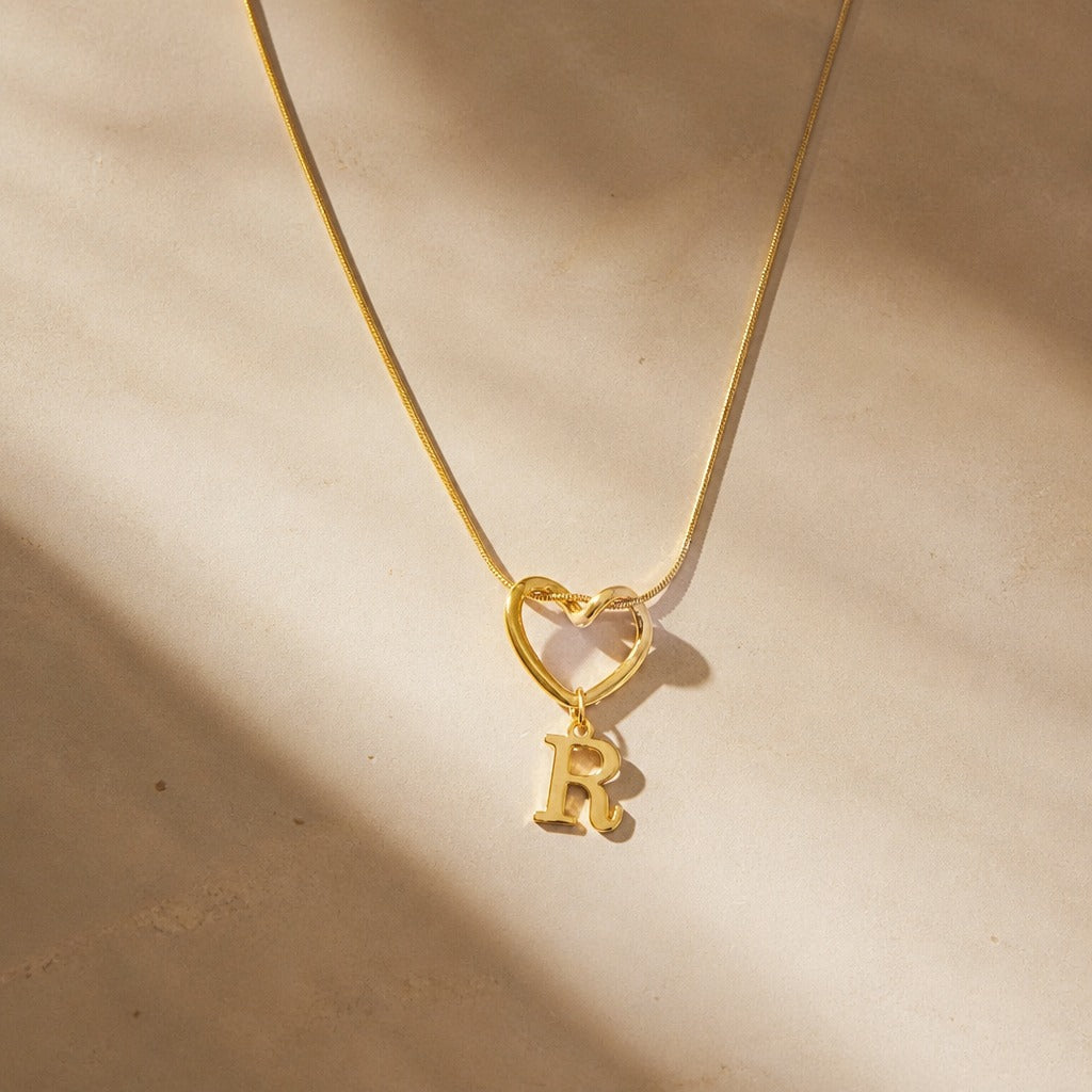Heart Initial Pendant Necklace with Gold-Tone Chain — view 20