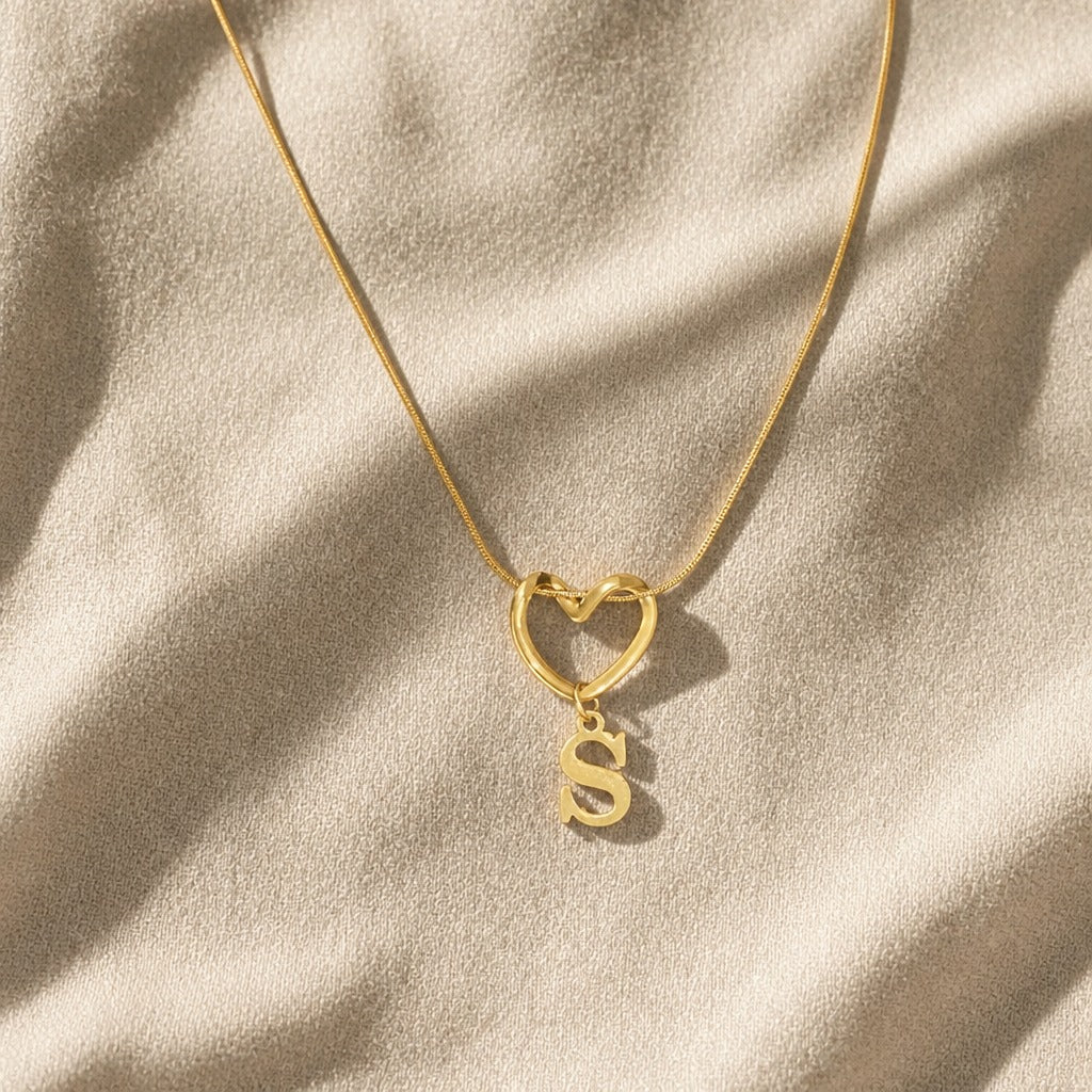 Heart Initial Pendant Necklace with Gold-Tone Chain — view 21