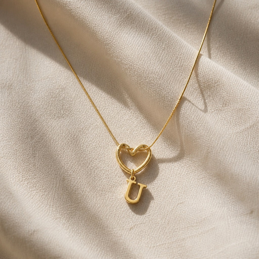 Heart Initial Pendant Necklace with Gold-Tone Chain — view 23
