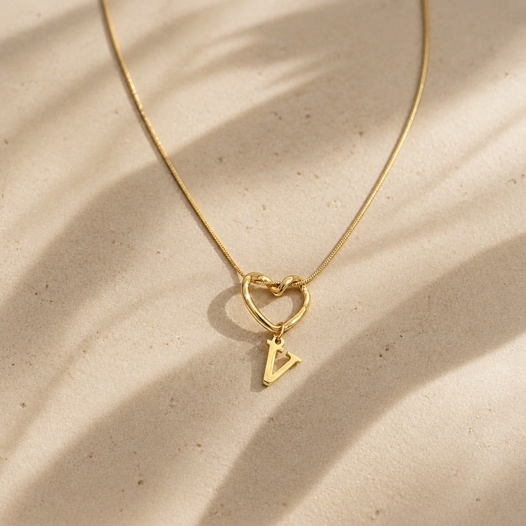 Heart Initial Pendant Necklace with Gold-Tone Chain — view 24