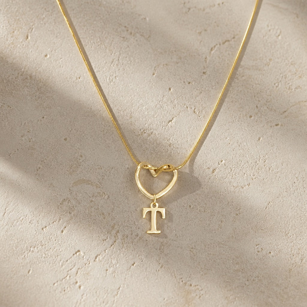 Heart Initial Pendant Necklace with Gold-Tone Chain — view 22