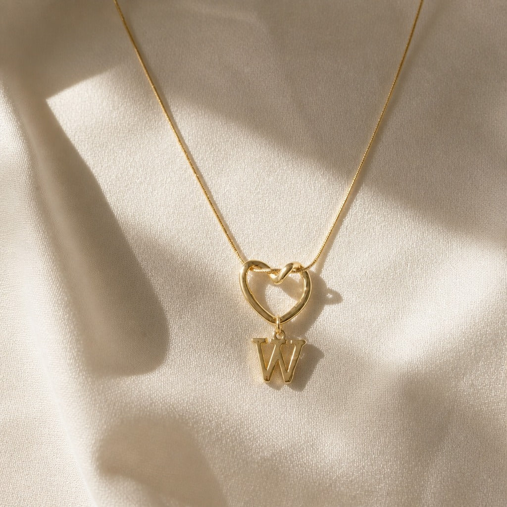 Heart Initial Pendant Necklace with Gold-Tone Chain — view 25