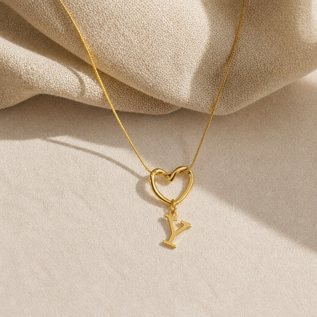Heart Initial Pendant Necklace with Gold-Tone Chain — view 27