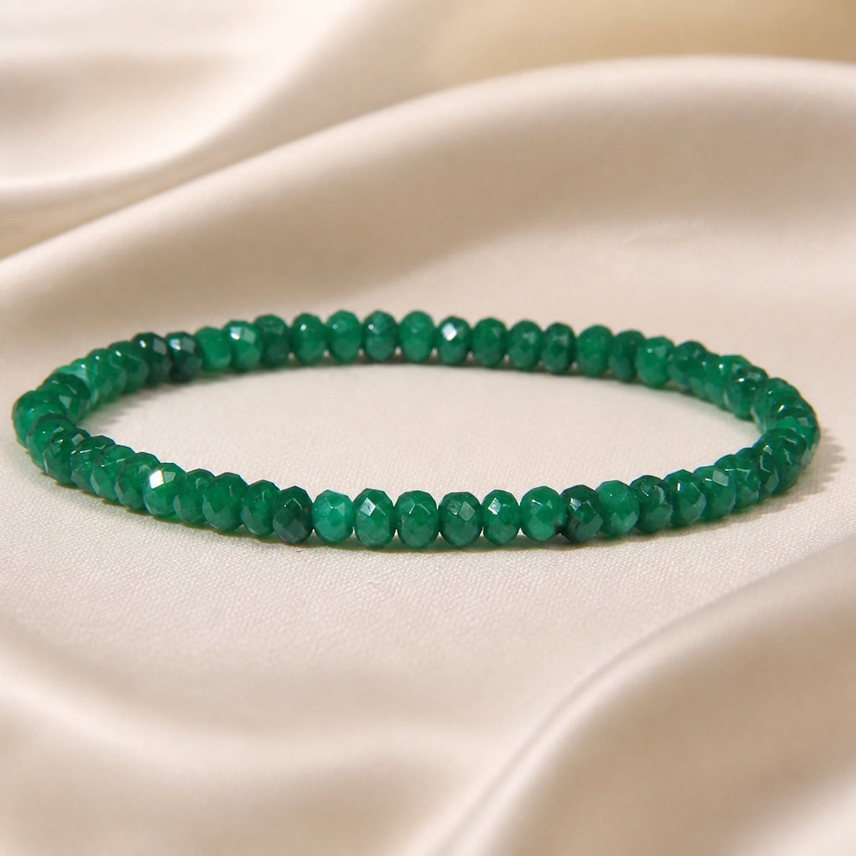 Faceted Stone Beaded Stretch Bracelet - Green, Blue & Multi-Color Options — main image