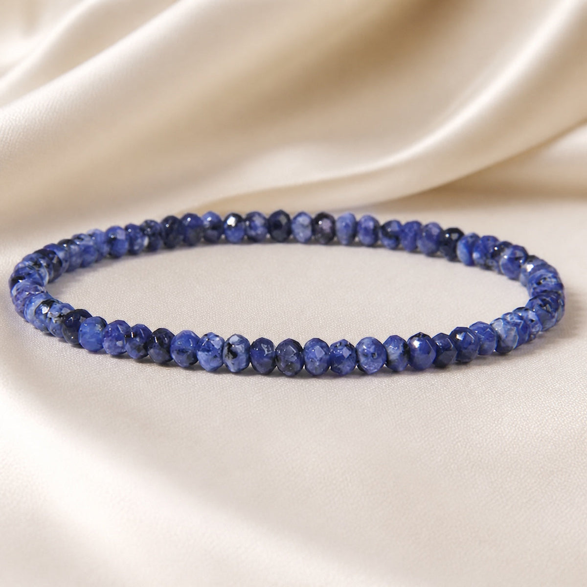 Faceted Stone Beaded Stretch Bracelet - Green, Blue & Multi-Color Options — view 2