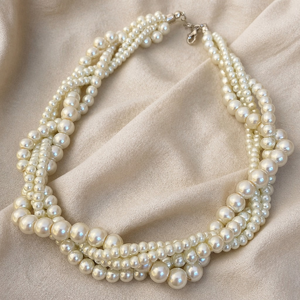 Baroque Pearl Three-Strand Necklace with Graduated Beads — view 2
