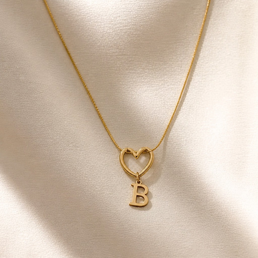 Heart Initial Pendant Necklace with Gold-Tone Chain — view 4