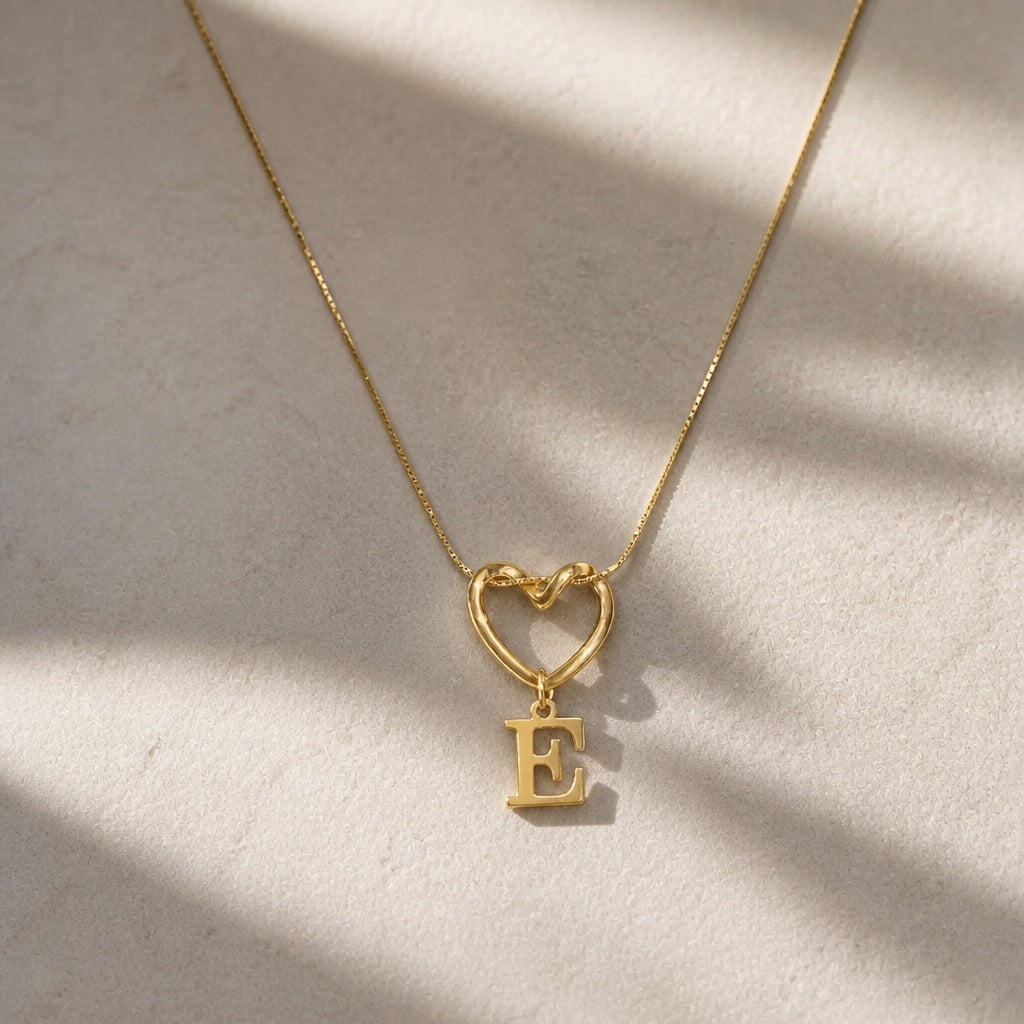 Heart Initial Pendant Necklace with Gold-Tone Chain — view 7