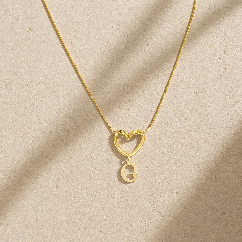 Heart Initial Pendant Necklace with Gold-Tone Chain — view 9