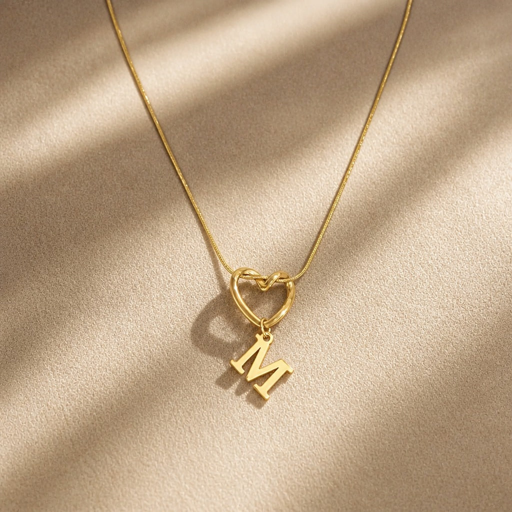 Heart Initial Pendant Necklace with Gold-Tone Chain — view 14