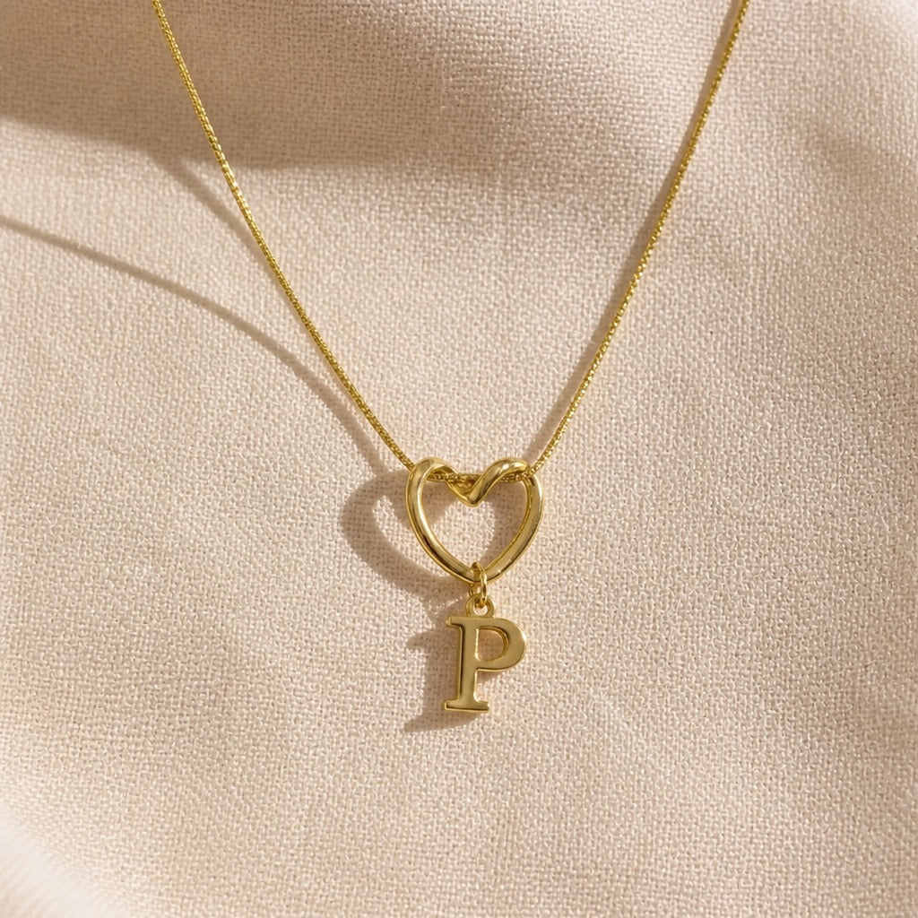 Heart Initial Pendant Necklace with Gold-Tone Chain — view 18