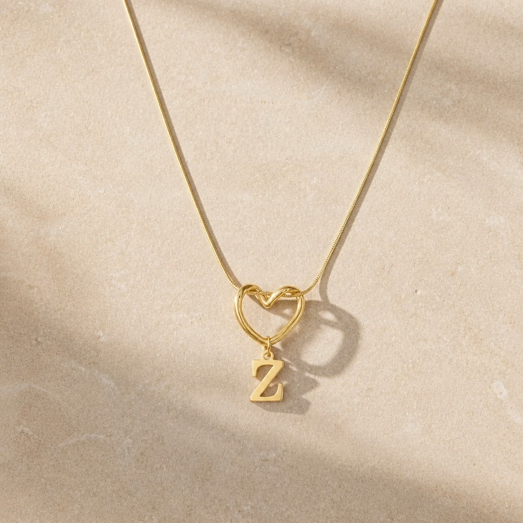 Heart Initial Pendant Necklace with Gold-Tone Chain — view 28