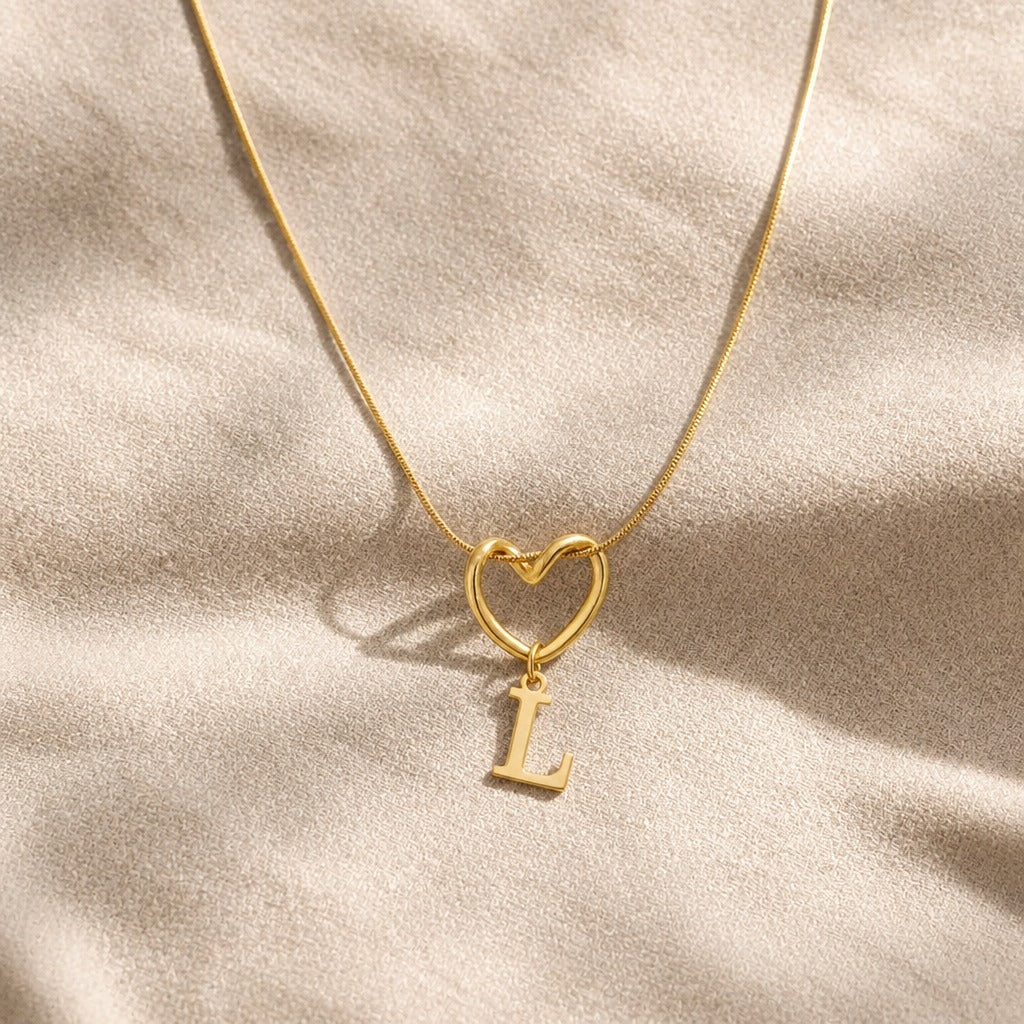 Heart Initial Pendant Necklace with Gold-Tone Chain — view 15