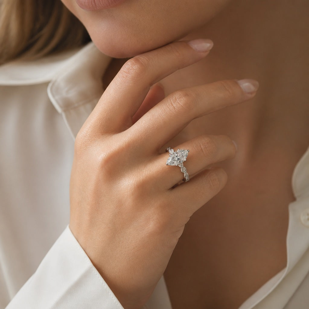 Marquise Crystal Gold-Tone Ring Set with Twisted Band — view 3