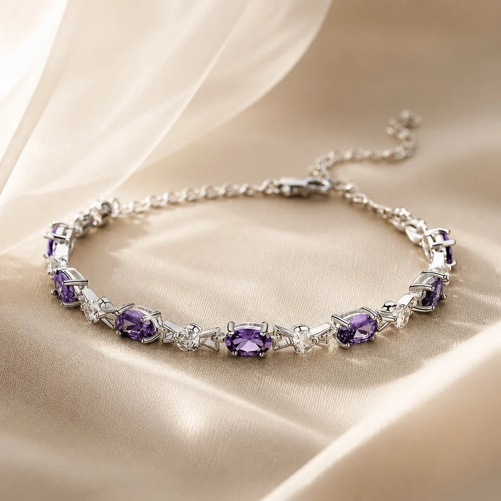 Amethyst 925 Silver Tennis Bracelet