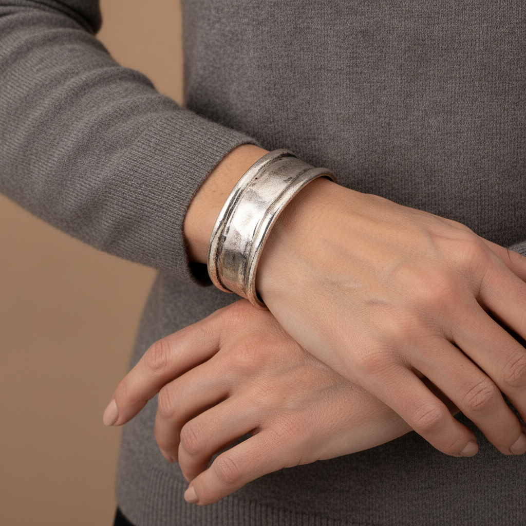 1pc distressed craft minimalist versatile womens fashion open bangle perfect choice for daily party vacation wear and gifting — lifestyle