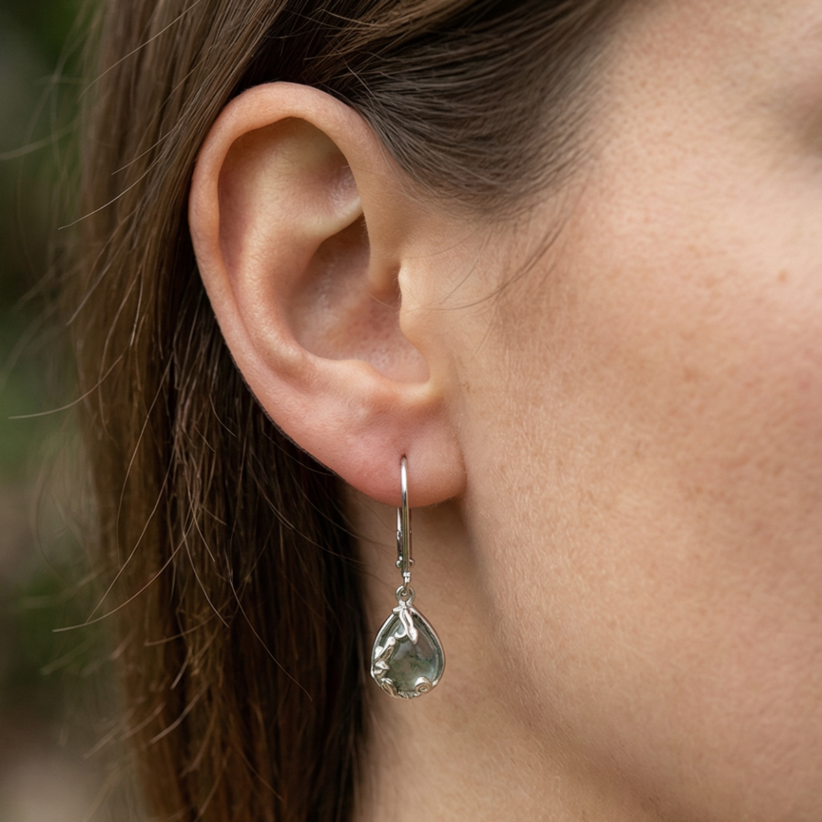Moss Agate Bright Drop Earrings