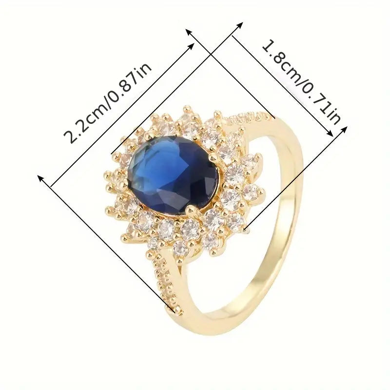 Oval Sapphire Halo Cocktail Ring with Stone-Set Band — view 5