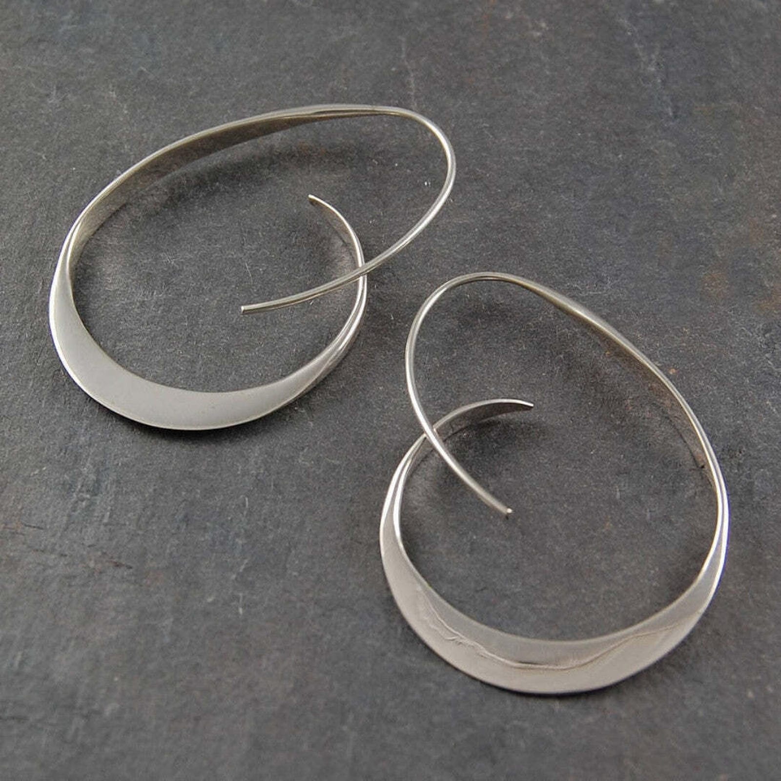 Open Spiral Oval Drop Earrings in Silver-Tone and Gold-Tone
