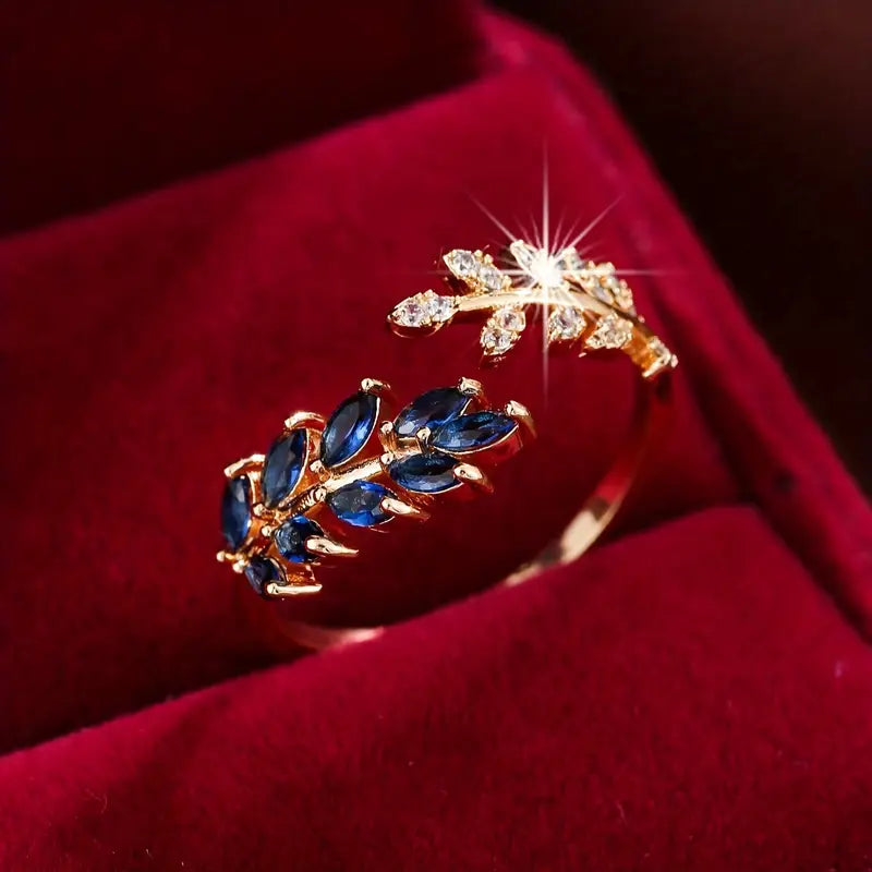 Floral Marquise Sapphire Cluster Ring with Accent Stones — main image