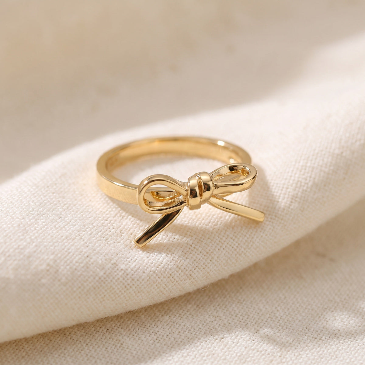 Bow Knot Ring in Gold Tone with Open Band Design — main image
