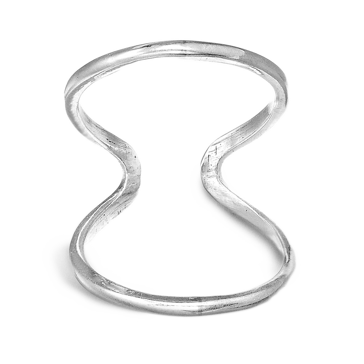 Wavy Open Band Sterling Silver Splint Ring for Knuckle or Thumb