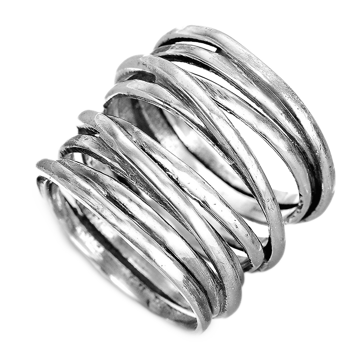 Chunky Wrap Wide Band Ring in Oxidized Sterling Silver