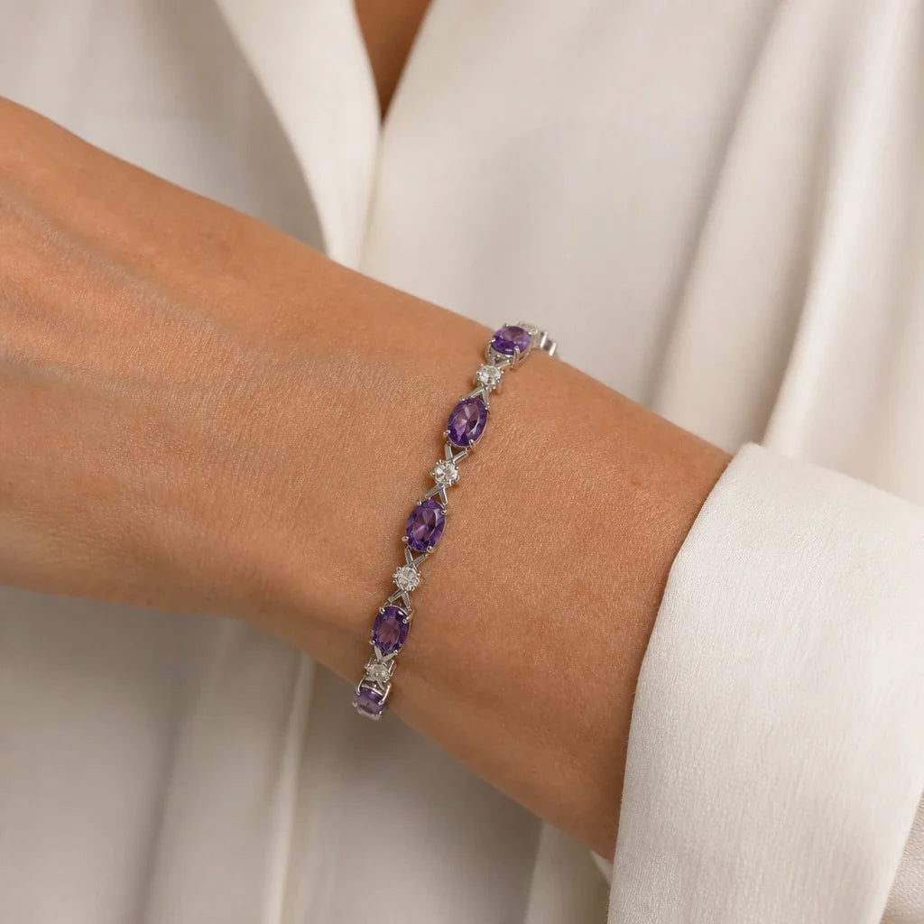 Amethyst 925 Silver Tennis Bracelet