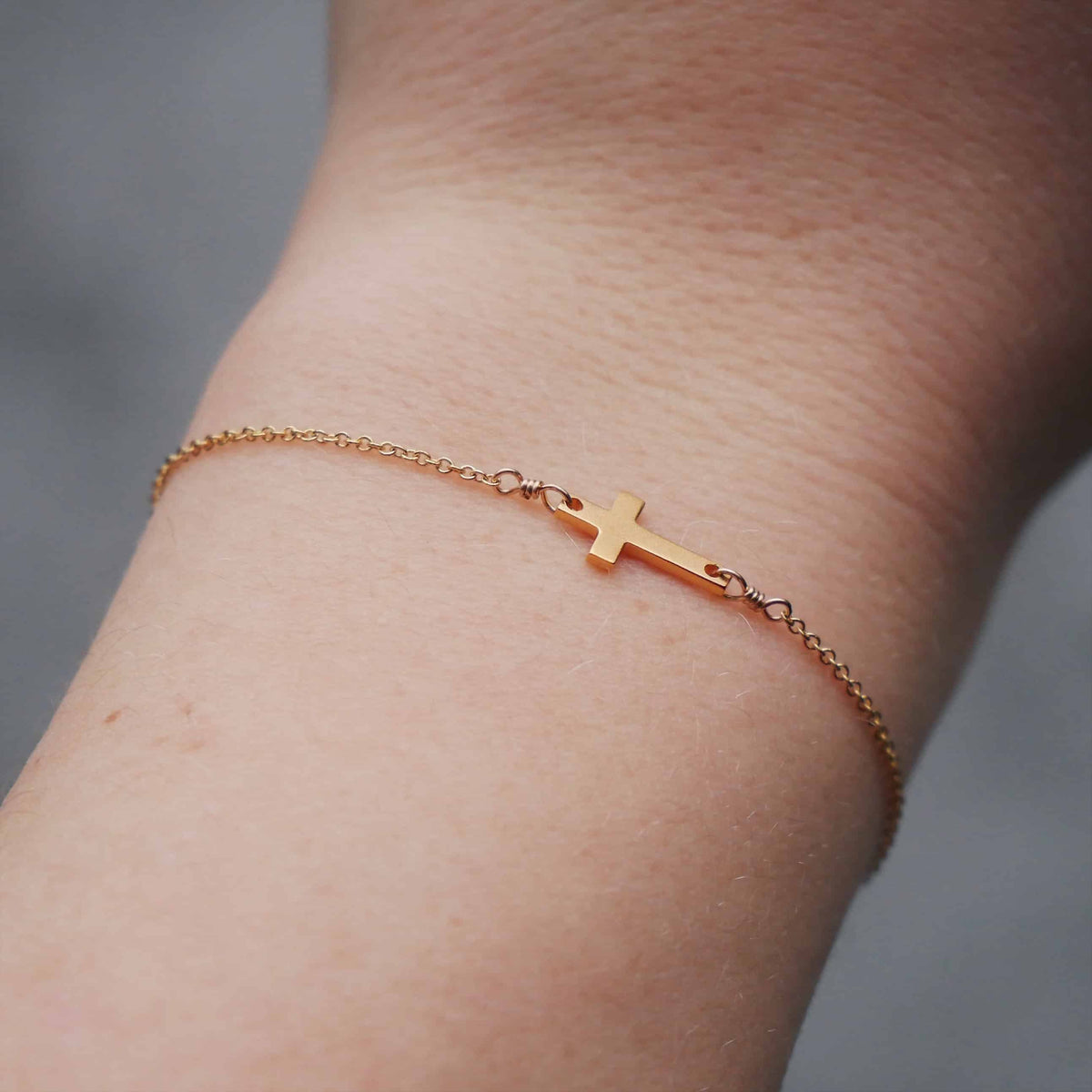Cross Charm Chain Bracelet, Gold Tone or White Gold Finish — main image