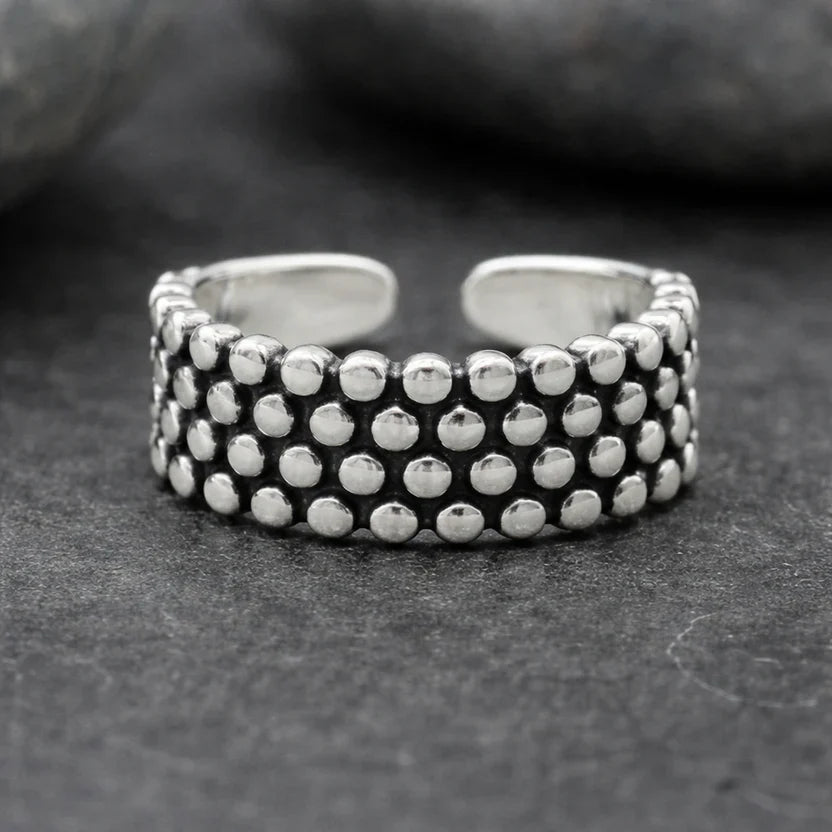 Sterling Silver Vintage Polka Dot Ring