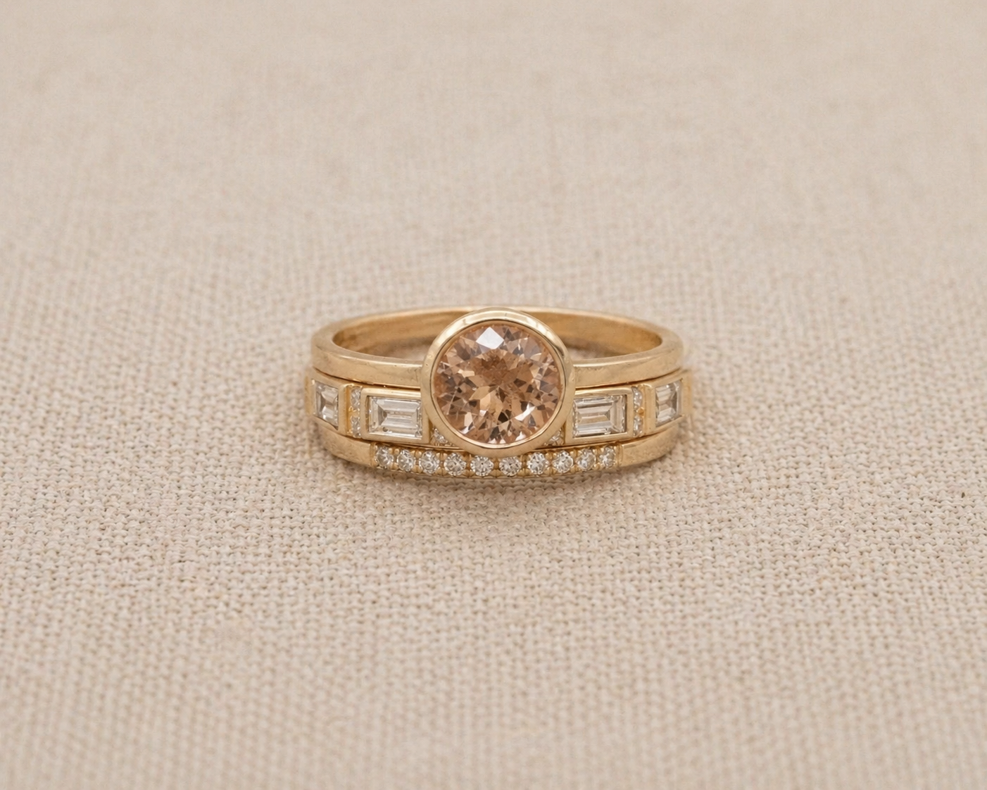 Hope - Inlaid Crystal Gold Ring Set