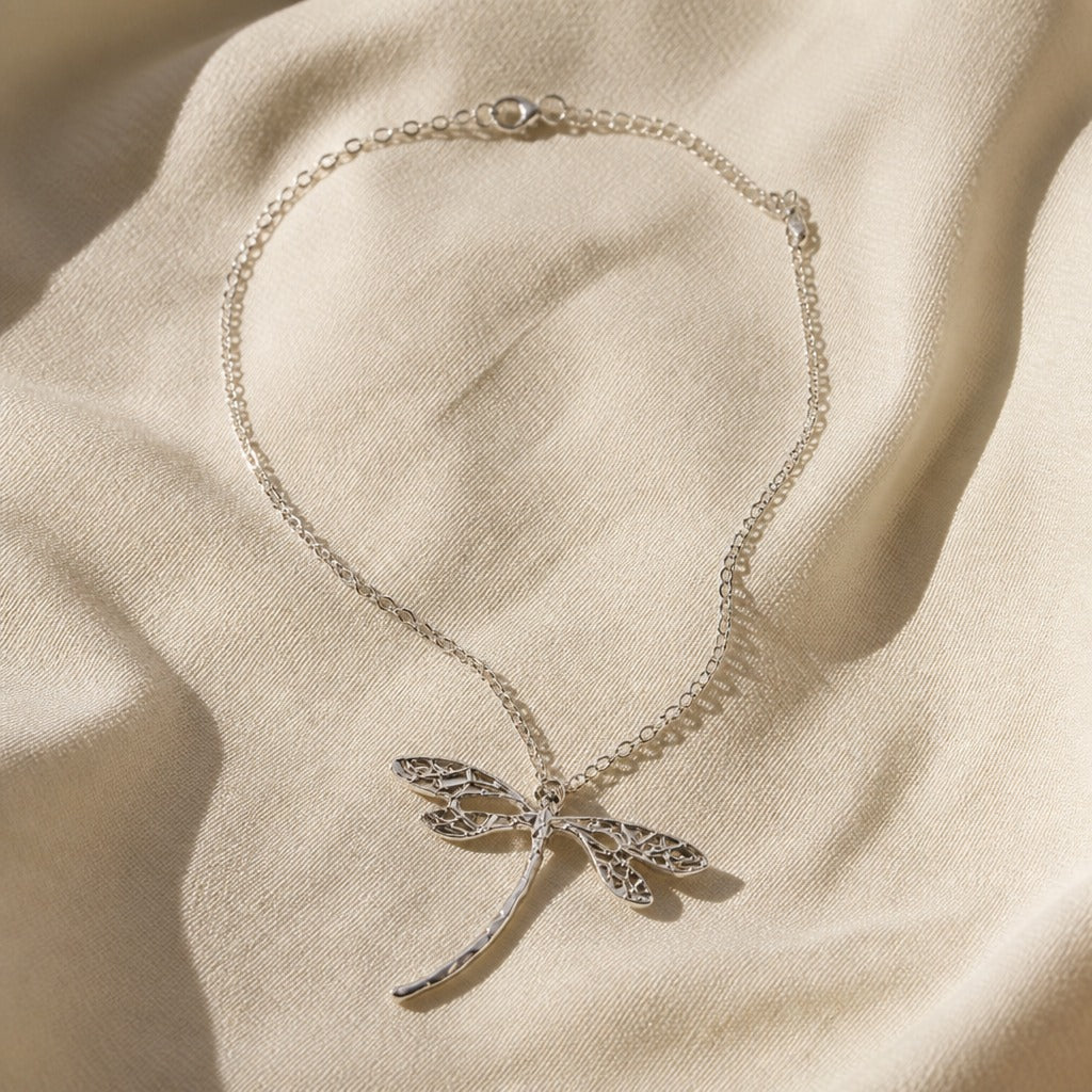 Dragonfly Pendant Necklace with Filigree Wing Detail — view 3