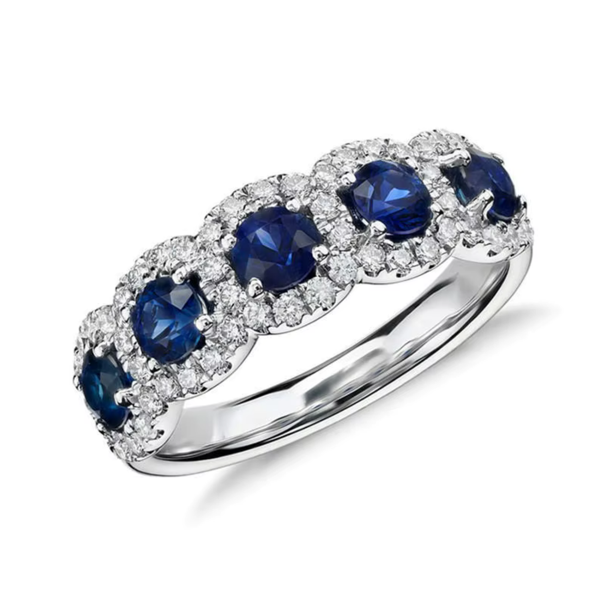 Oval Sapphire Halo Ring with Four-Stone Vintage Detailing — main image