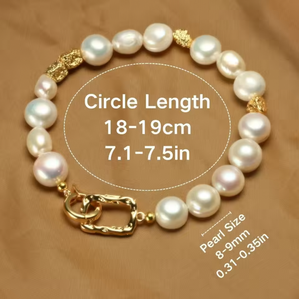 Freshwater Baroque Pearl Bracelet with Gold-Tone Charm Clasp — view 5