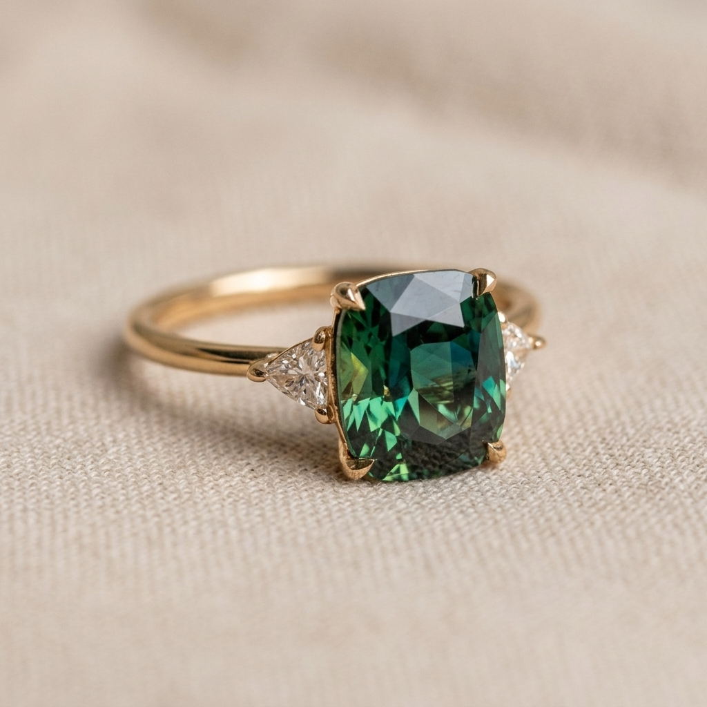 Luck - Green Zirconia Ring in Gold
