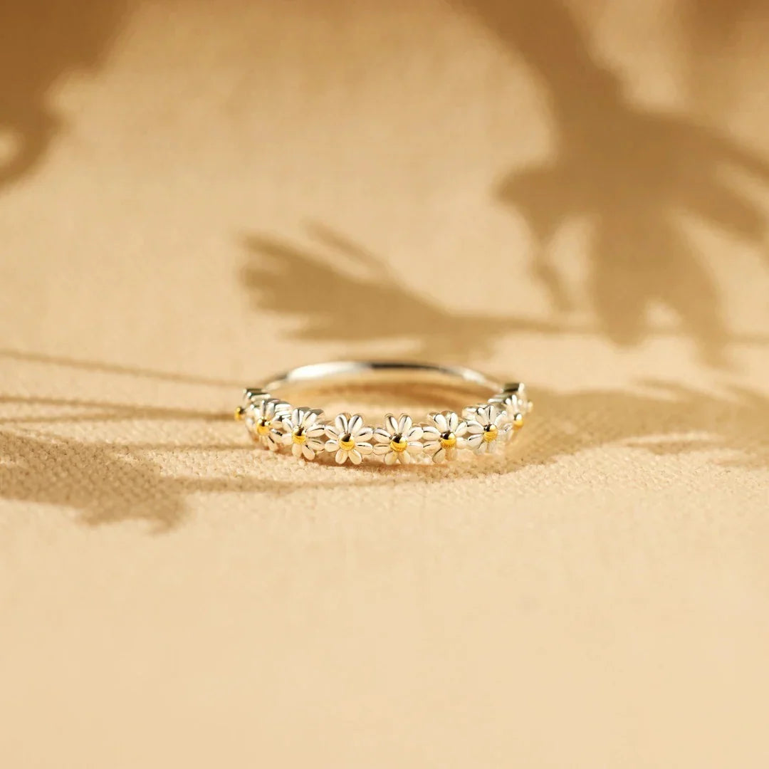 Daisy Flower Band Ring, Silver-Tone with Gold-Tone Centers — view 3