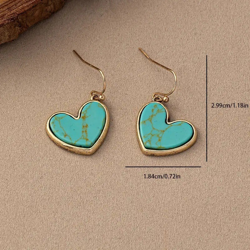 Heart-Shaped Turquoise Earrings with Rose Gold Detail