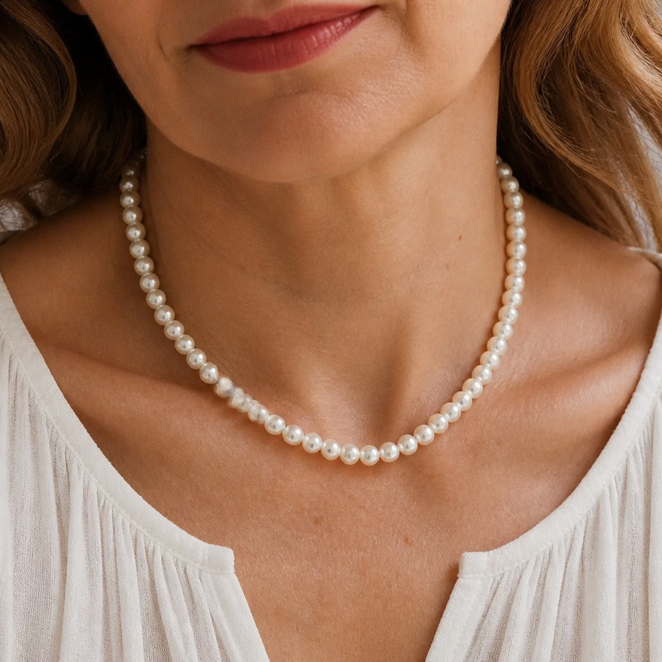 Round Pearl Strand Necklace with Gold-Tone Clasp — main image